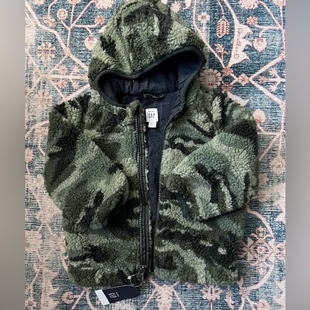 NWT Baby Gap jersey knit-lined body and hood camp jacket
